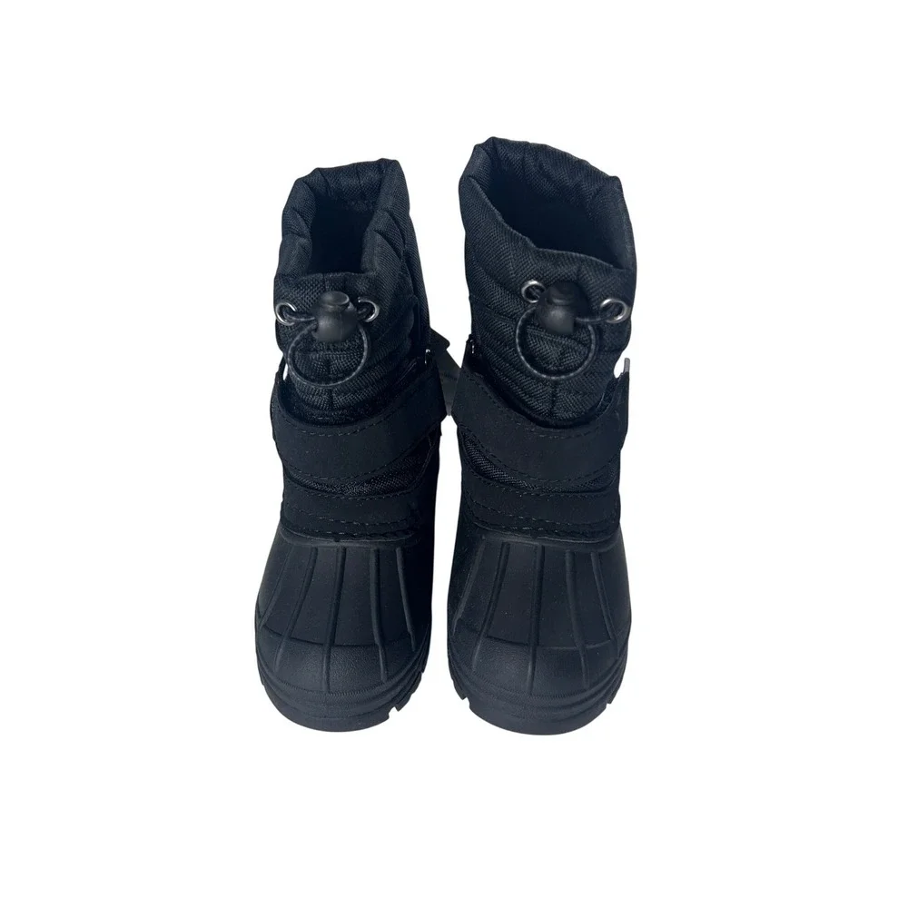 Totes Taelor Black Winter Snow Boots Toddler Size 6 Hook‎ Loop Bungee Toggle NEW